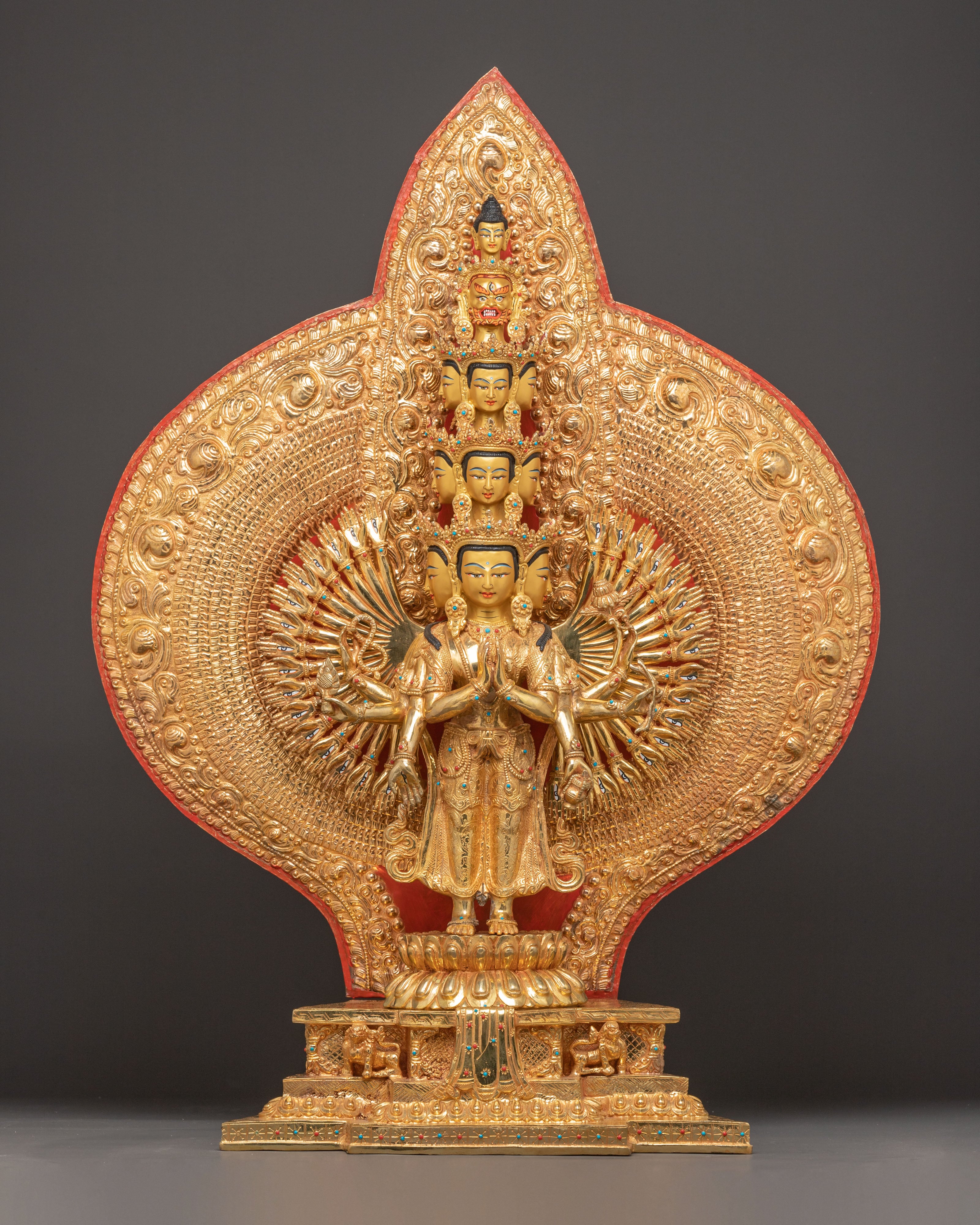 Handcrafted 1000 Armed Chenrezig Radiant Statue | Bodhisattva of Compassion