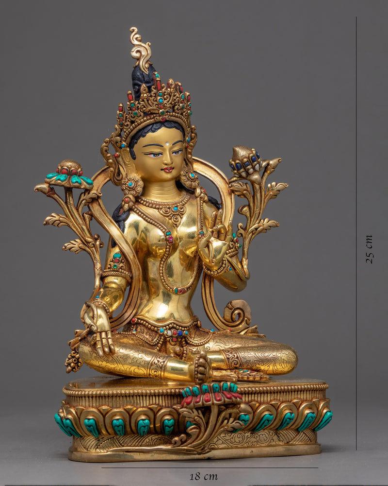 Buddha Green Tara Art | Traditionally Hand Carved Statue