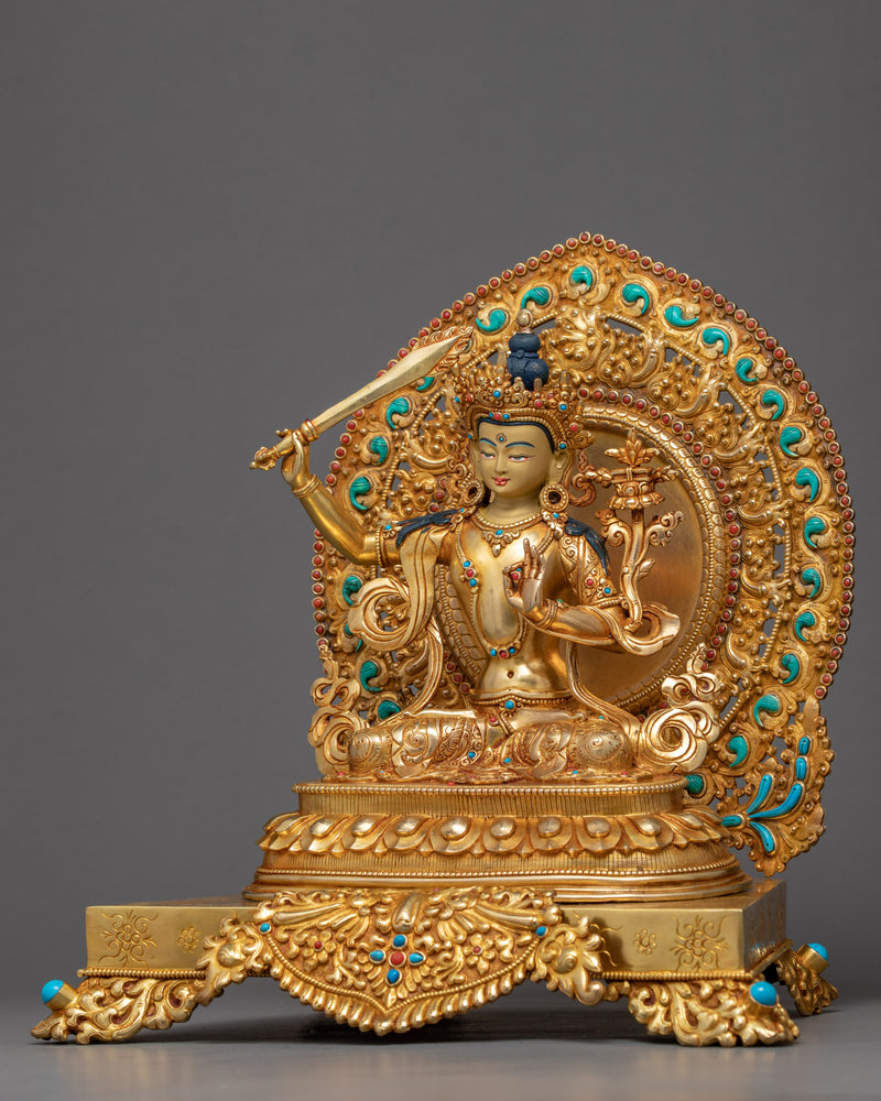 Tibetan Manjushri Statue | Bodhisattva Wisdom Deity