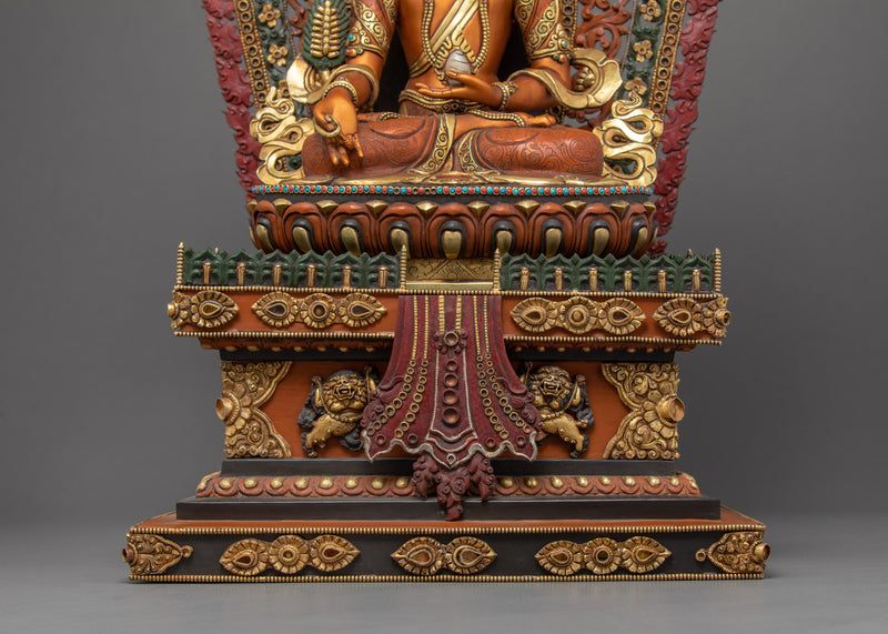 Ksitigarbha Statue on Magnificent Throne | Tibetan Art