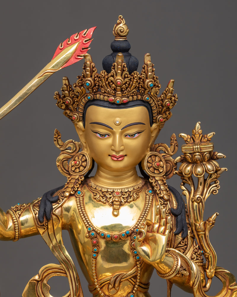 Manjushri Bodhisattva Art | Traditionally Hand Carved Tibetan Statue