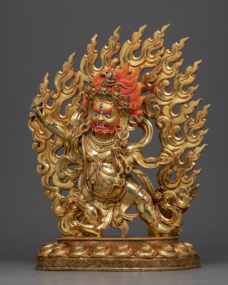 Wrathful Vajrapani Sculpture | Tibetan Gold Plated Art