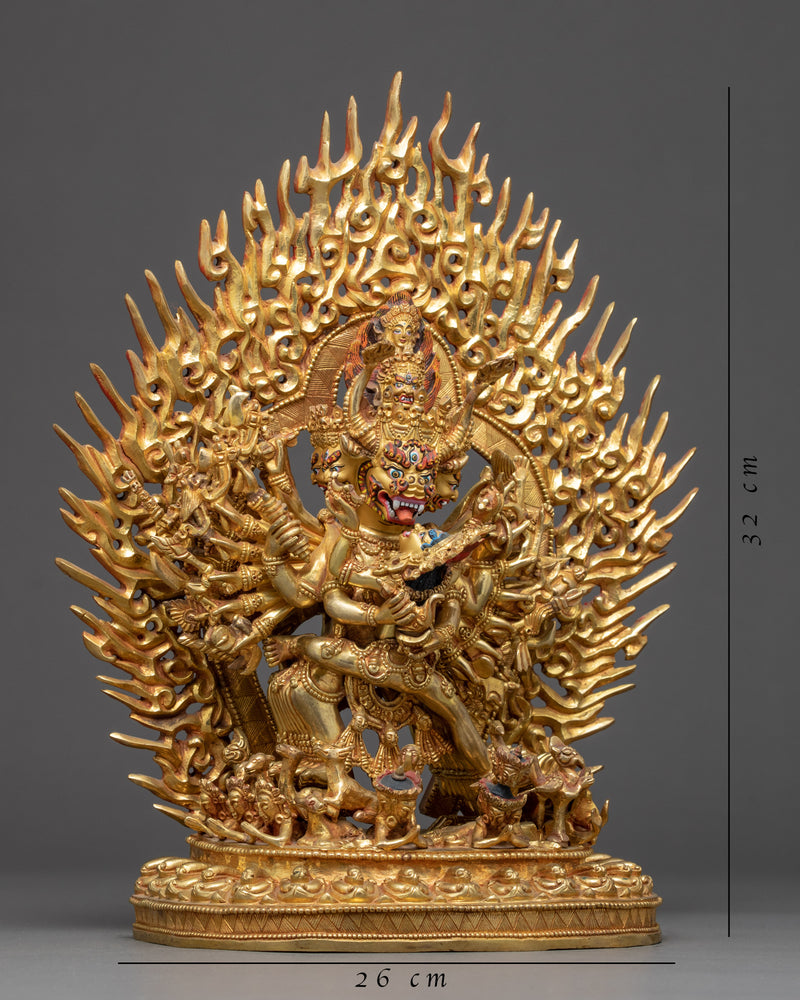 Yamantaka Yidam Statue | Traditionally Gold Gilded Buddhist Art