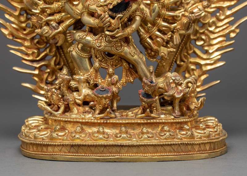 Yamantaka Yidam Statue | Traditionally Gold Gilded Buddhist Art