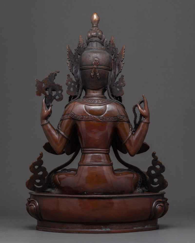 Chenrezig Tibetan Statue | Traditionally Hand Carved Buddhist Art
