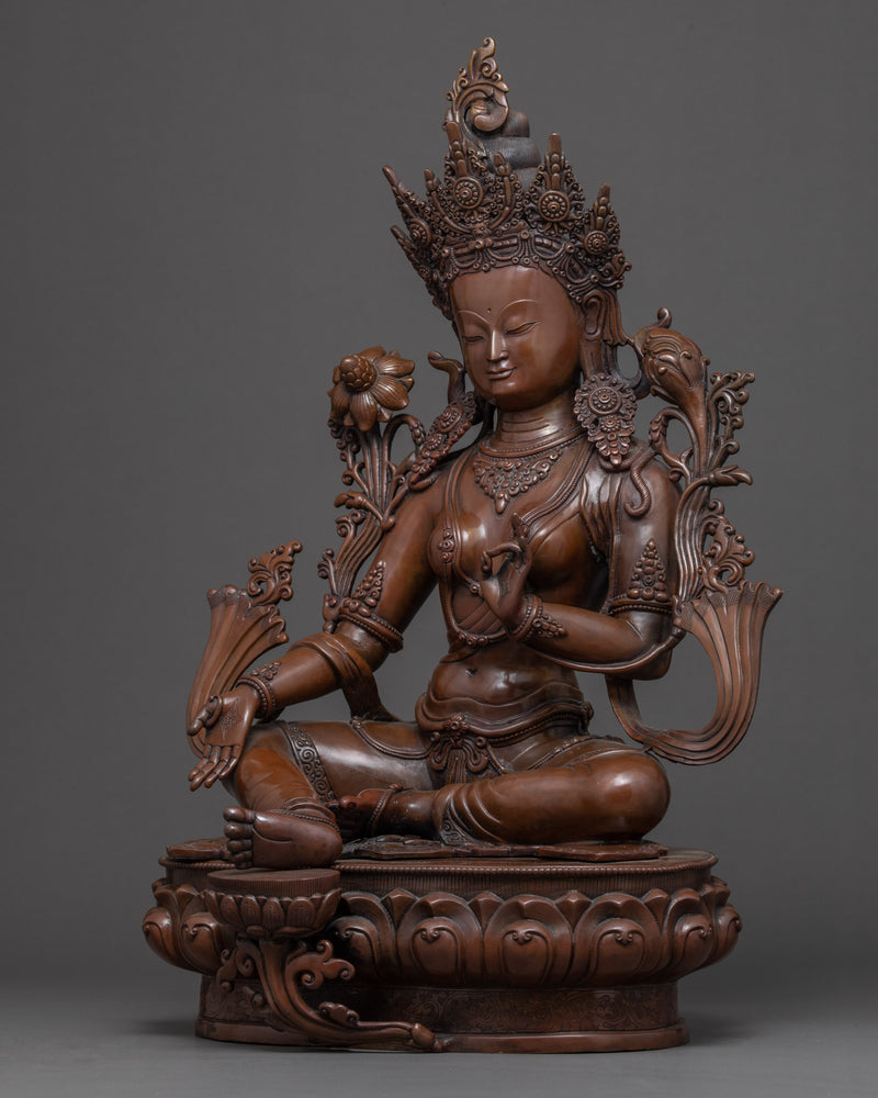 Goddess Green Tara Statue | Traditionally Hand Carved Sculpture