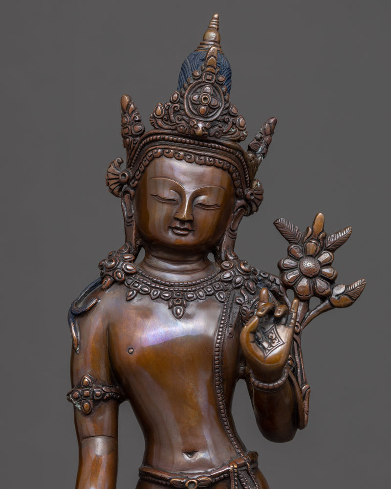 Standing Chenrezig Statue | Traditionally Hand Carved Art