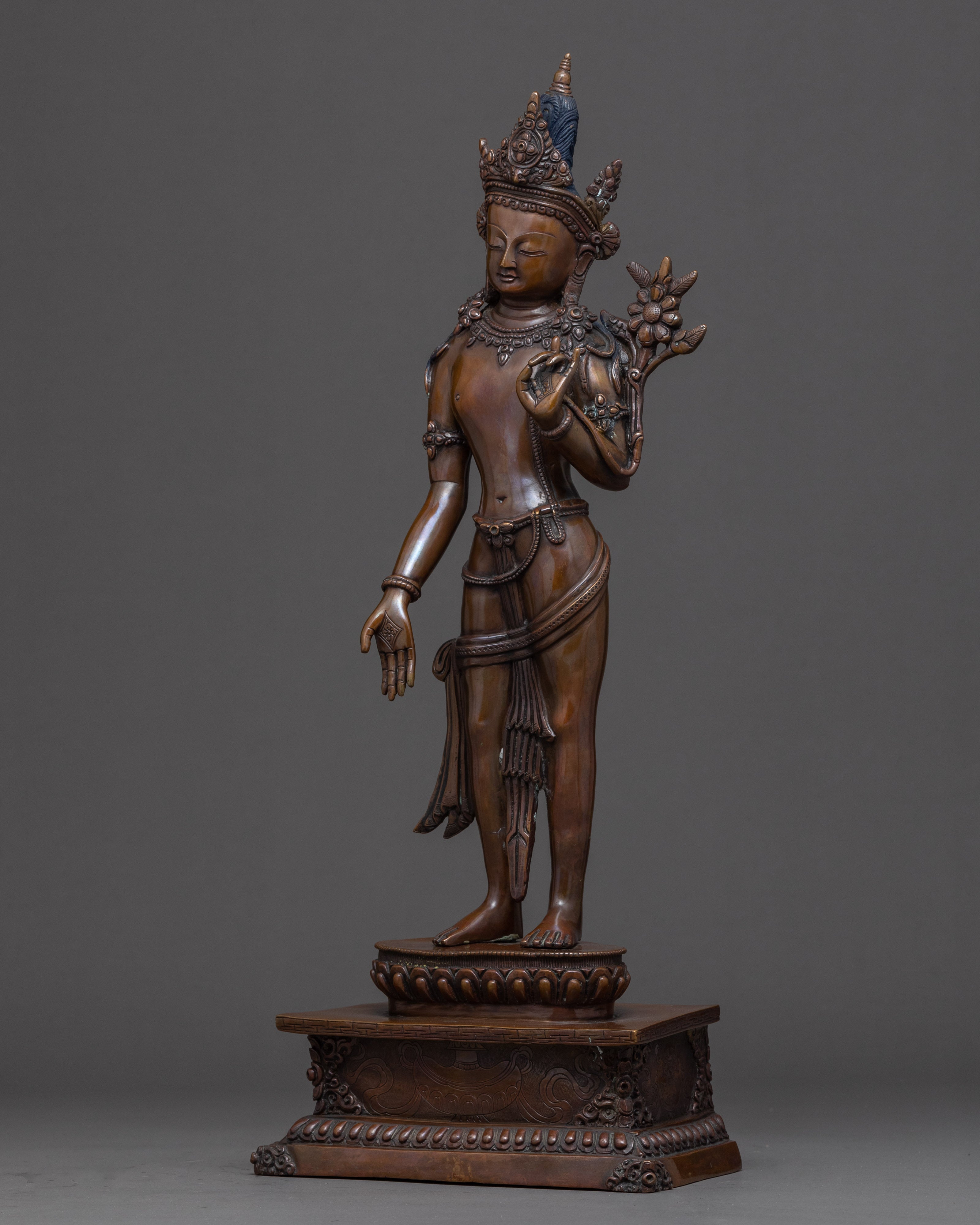 Standing Chenrezig Statue | Traditionally Hand Carved Art