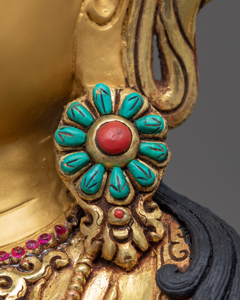 Chenrezig Gold Plated Sculpture | Traditional Himalayan Art