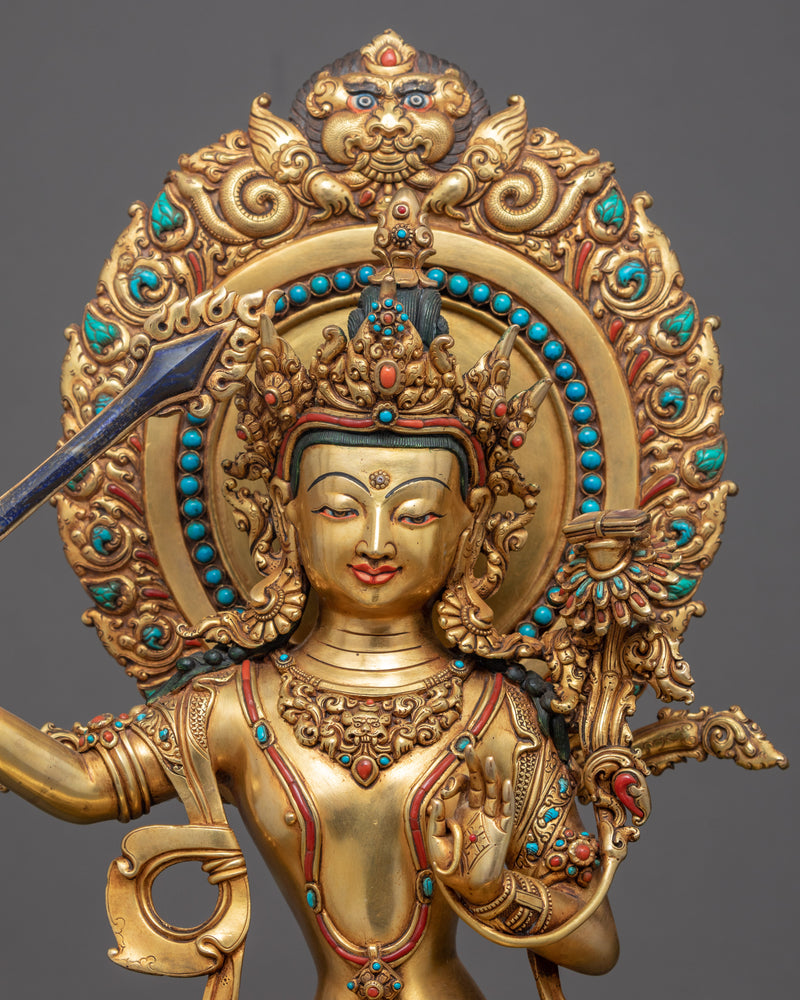 Manjushri Wisdom Deity Statue | Handmade Buddhist Art