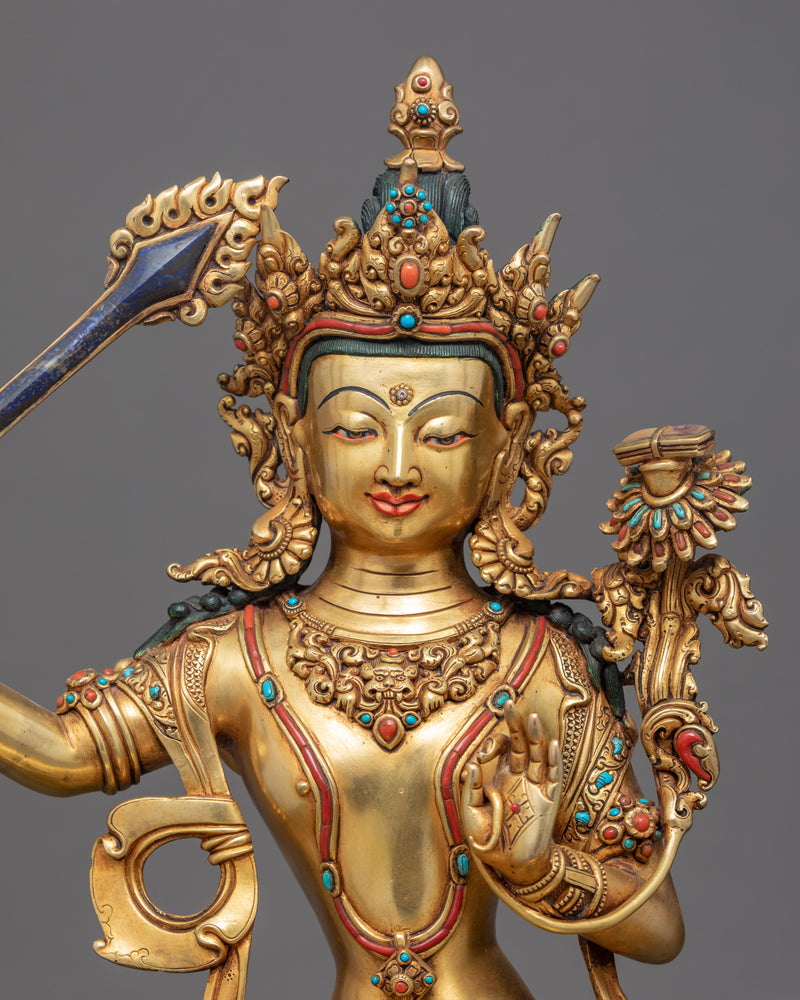 Manjushri Wisdom Deity Statue | Handmade Buddhist Art