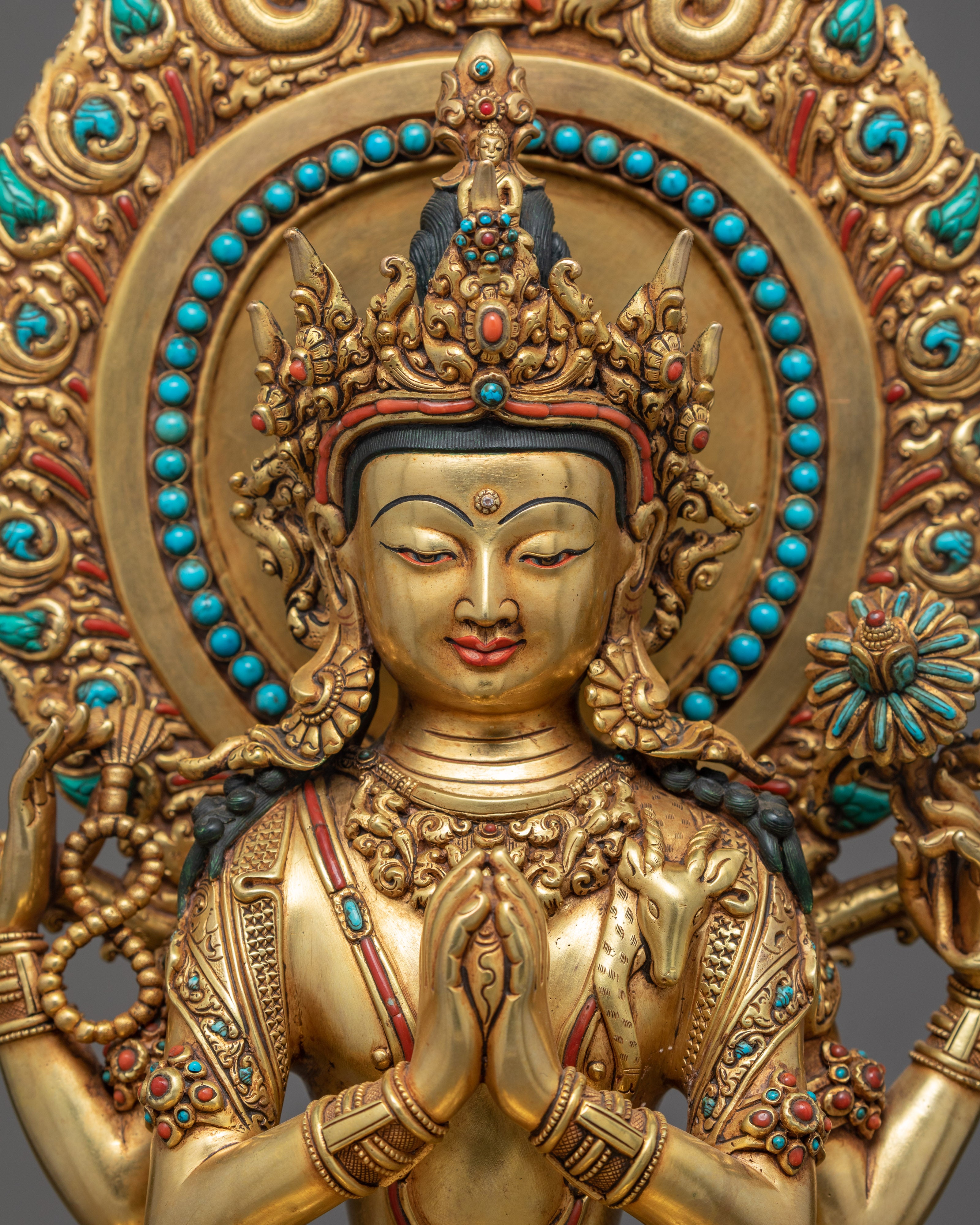 Chenrezig Throne Sculpture | Traditional Himalayan Art
