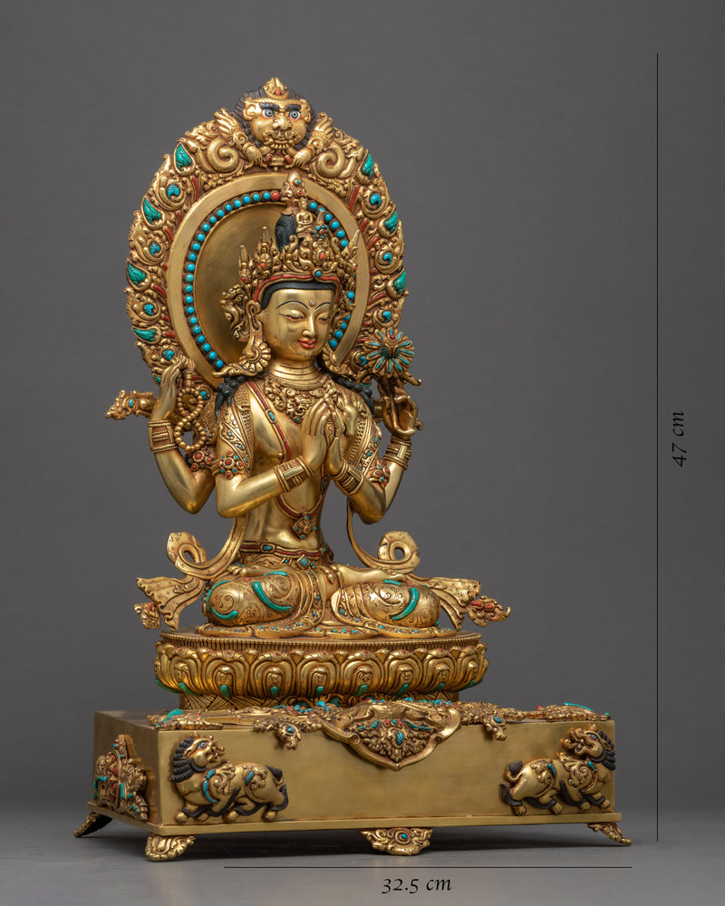 Chenrezig Throne Sculpture | Traditional Himalayan Art