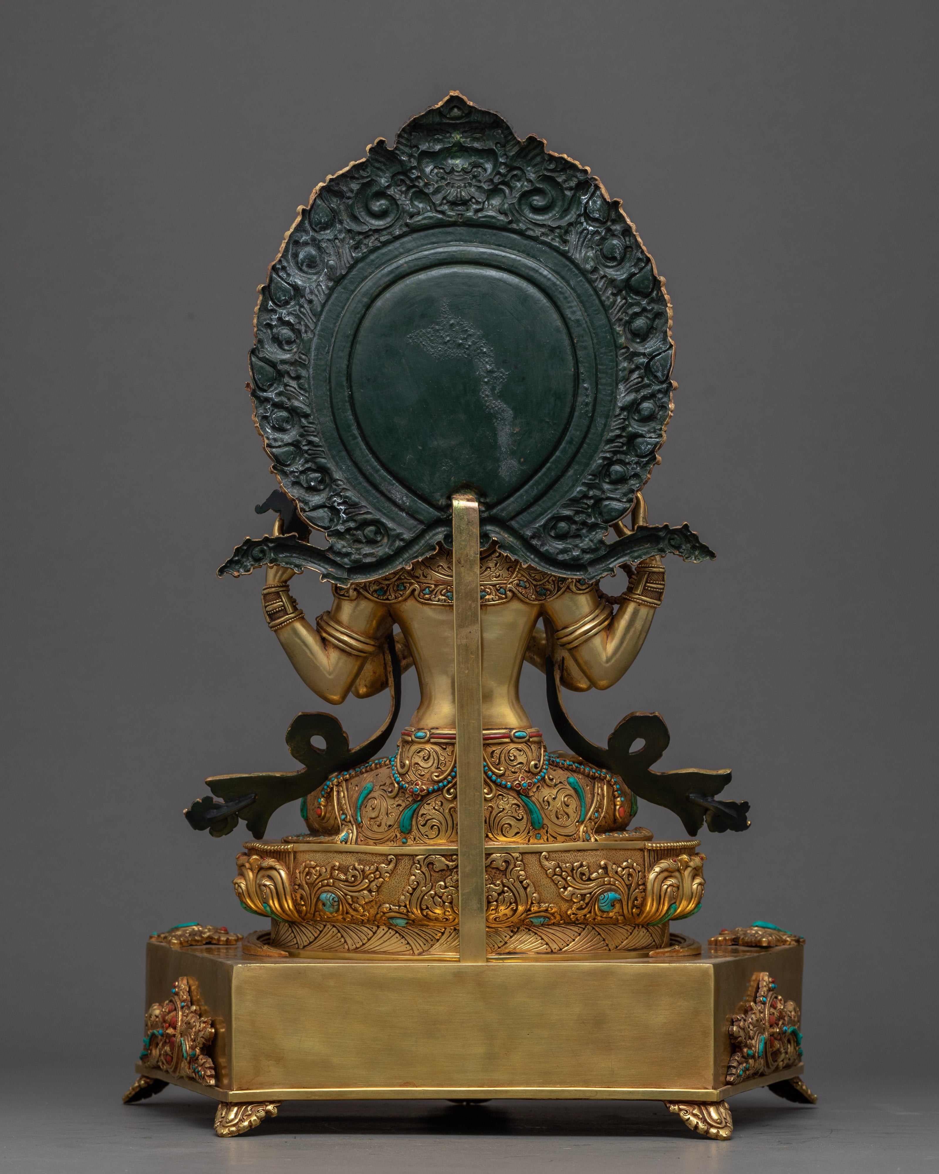 Chenrezig Throne Sculpture | Traditional Himalayan Art