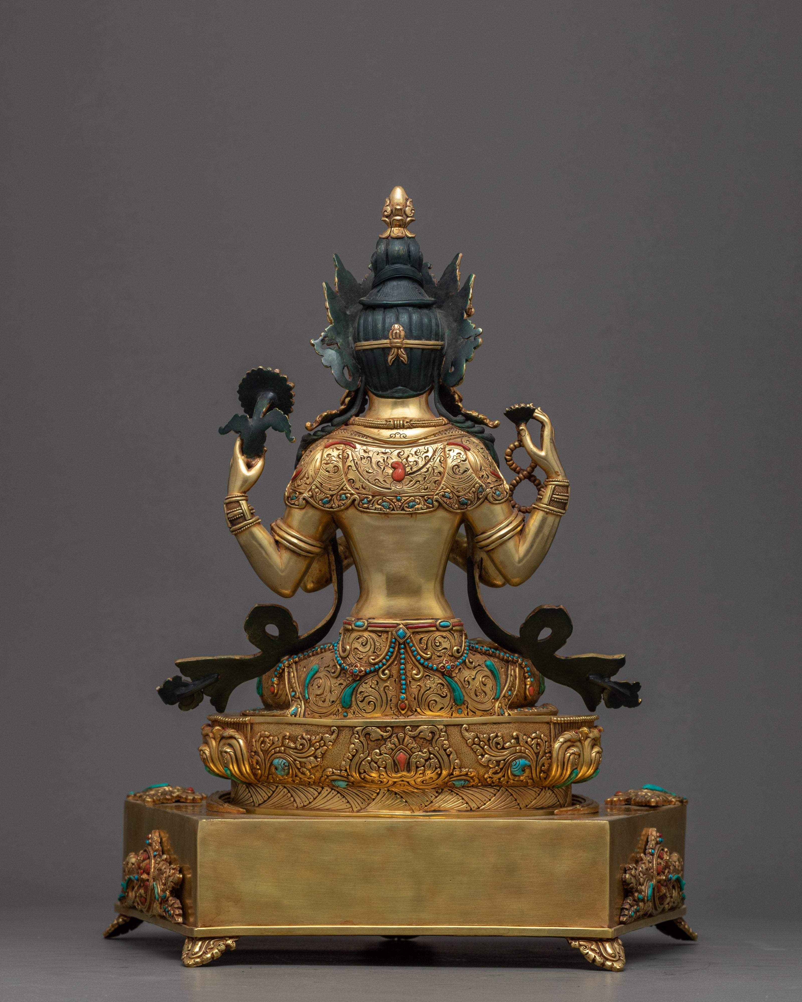 Chenrezig Throne Sculpture | Traditional Himalayan Art