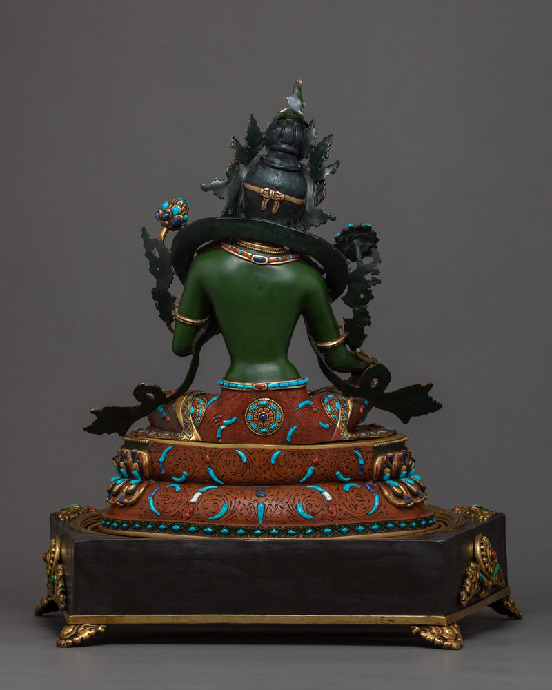 Green Tara Rare Throne Statue | Himalayan Hand-made Art
