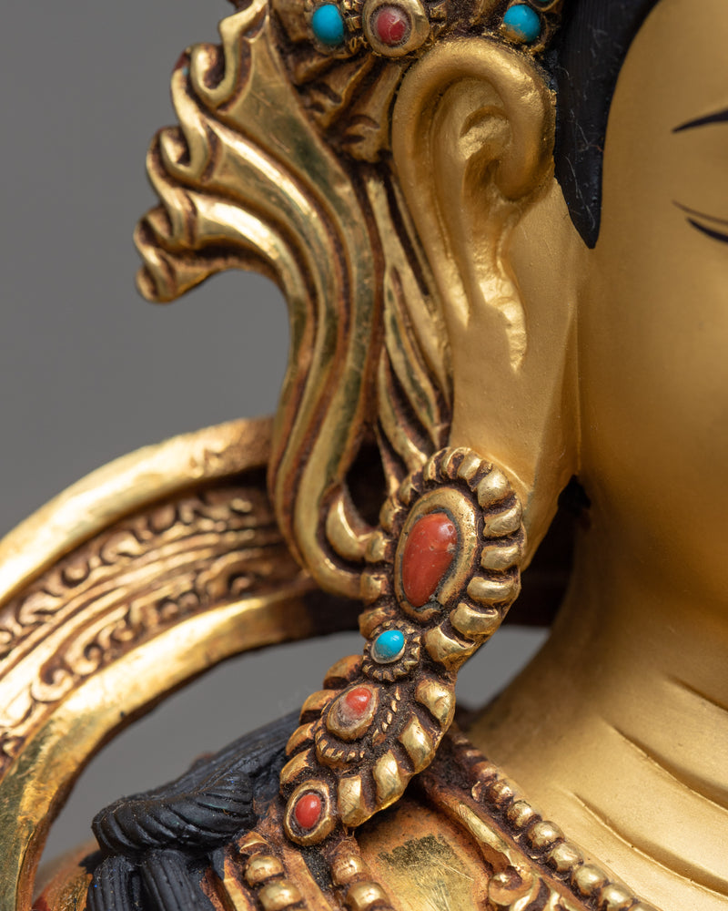 Chenrezig Avalokiteshvara Sculpture | 24k Gold Gilded Artwork