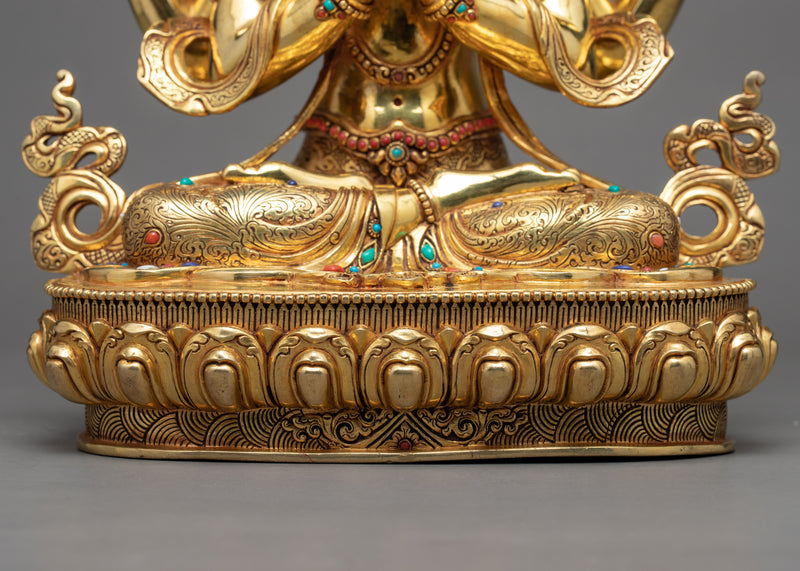 Chenrezig Avalokiteshvara Sculpture | 24k Gold Gilded Artwork