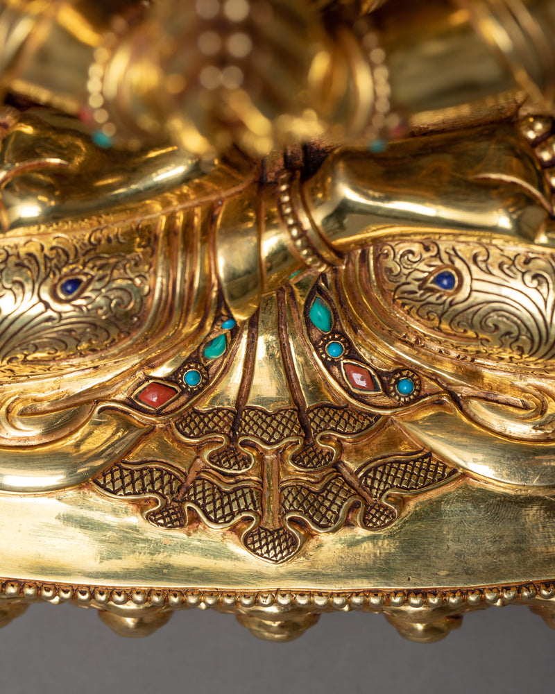 Chenrezig Avalokiteshvara Sculpture | 24k Gold Gilded Artwork