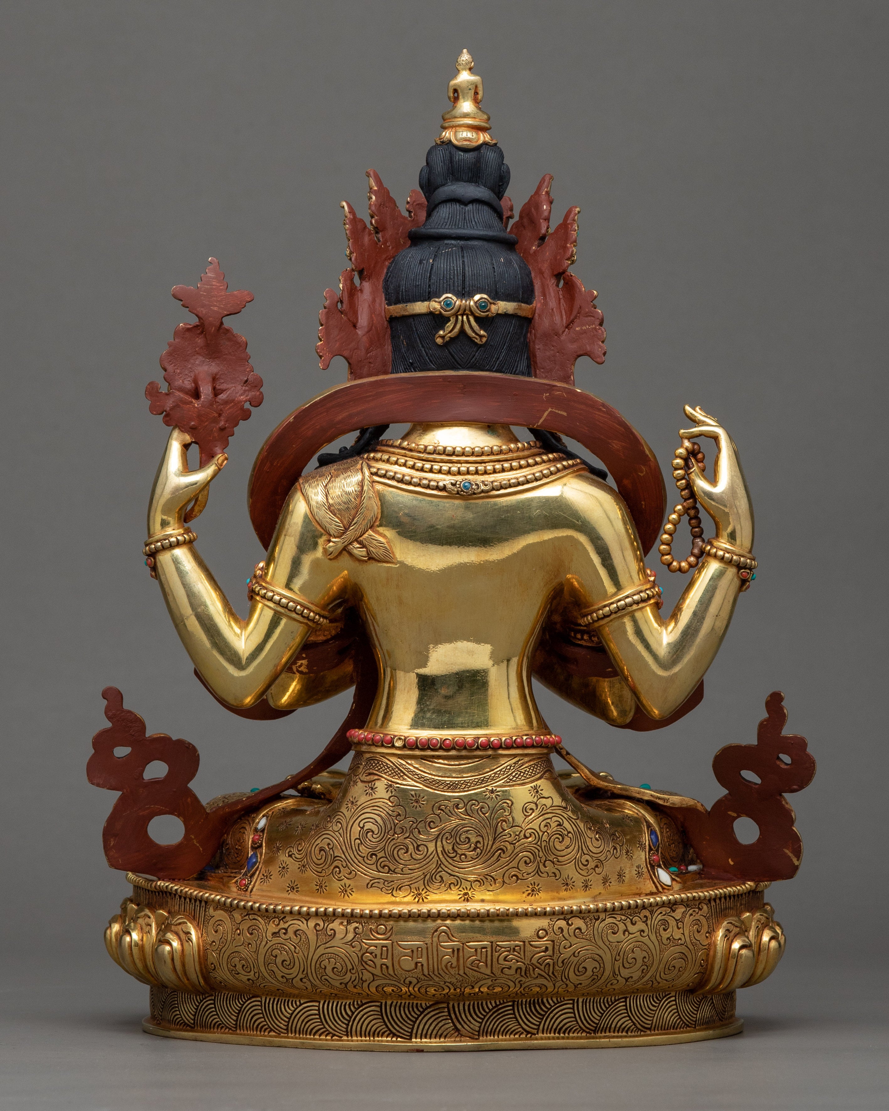 Chenrezig Avalokiteshvara Sculpture | 24k Gold Gilded Artwork