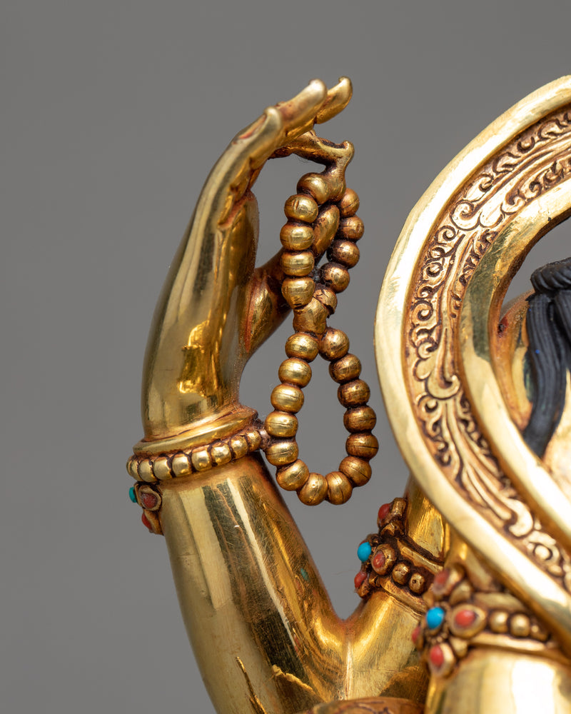 Chenrezig Avalokiteshvara Sculpture | 24k Gold Gilded Artwork