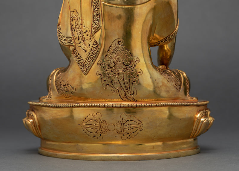 Gautama Buddha Gold Plated Sculpture | Hand Carved Artwork
