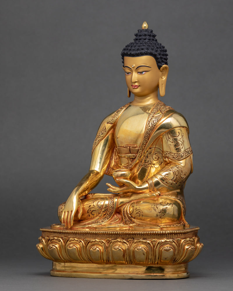 Gautama Buddha Gold Plated Sculpture | Hand Carved Artwork