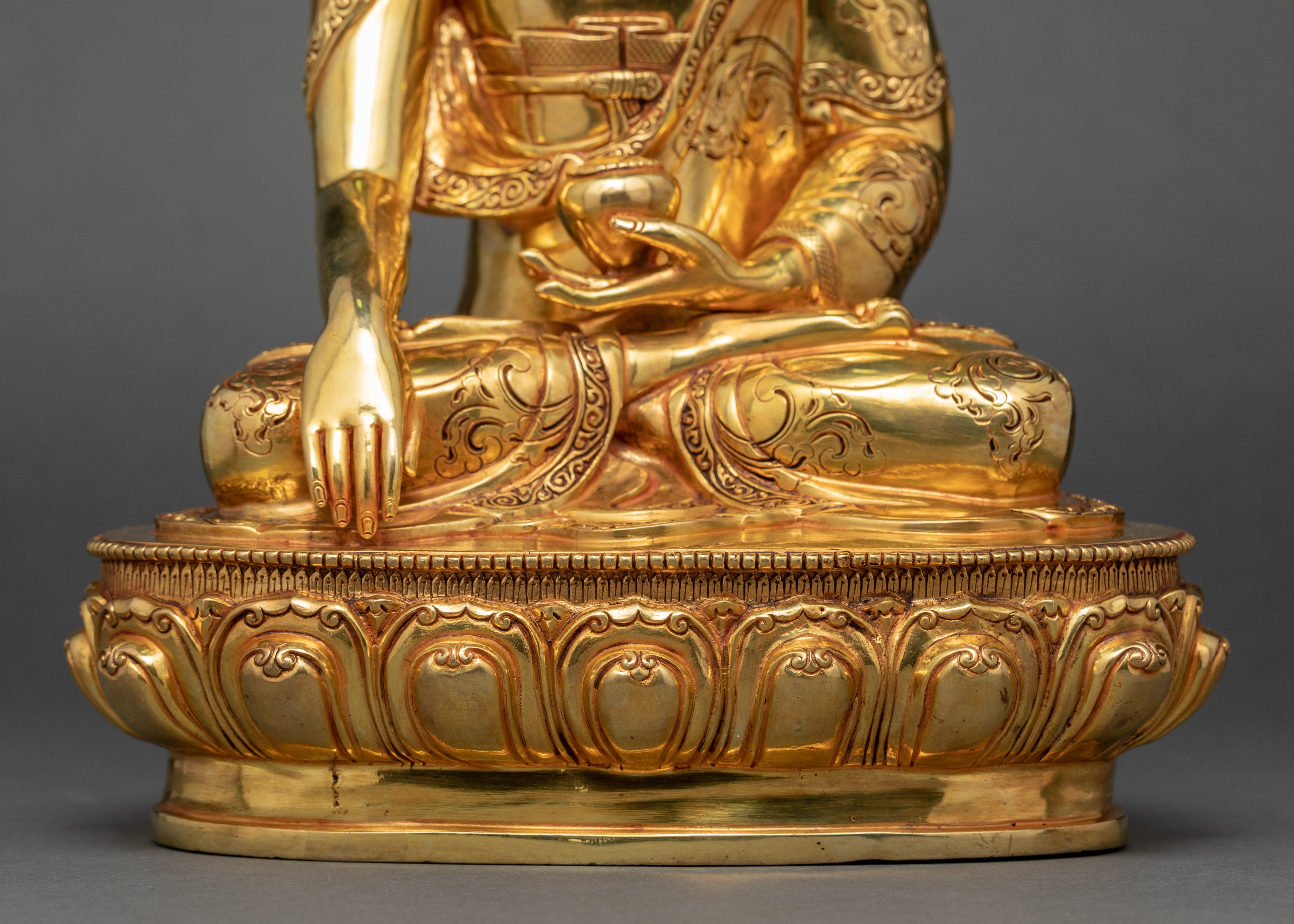 Gautama Buddha Gold Plated Sculpture | Hand Carved Artwork