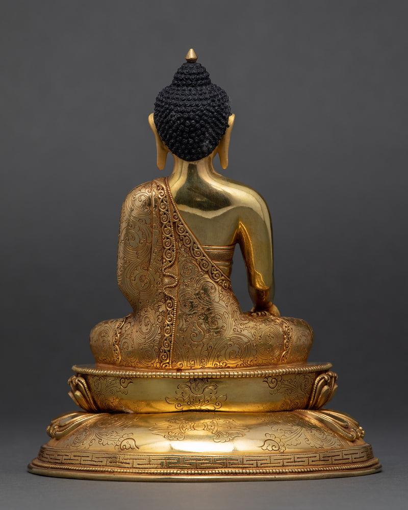 Shakyamuni Buddha Meditation Sculpture | Gold Plated Himalayan Art