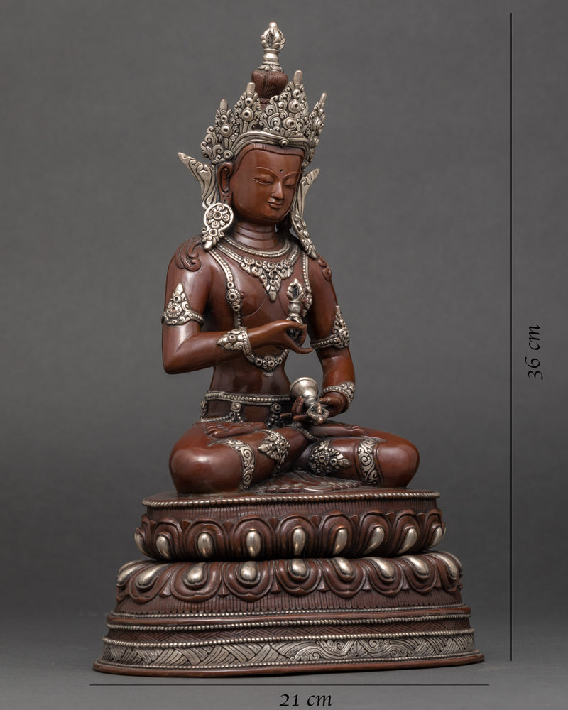 Bodhisattva Vajrasattva Sculpture | Silver Plated Artwork