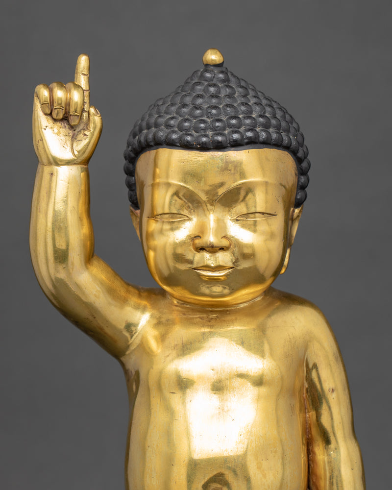 Standing Shakyamuni Buddha Sculpture | 24K Gold Hand Carved Statue