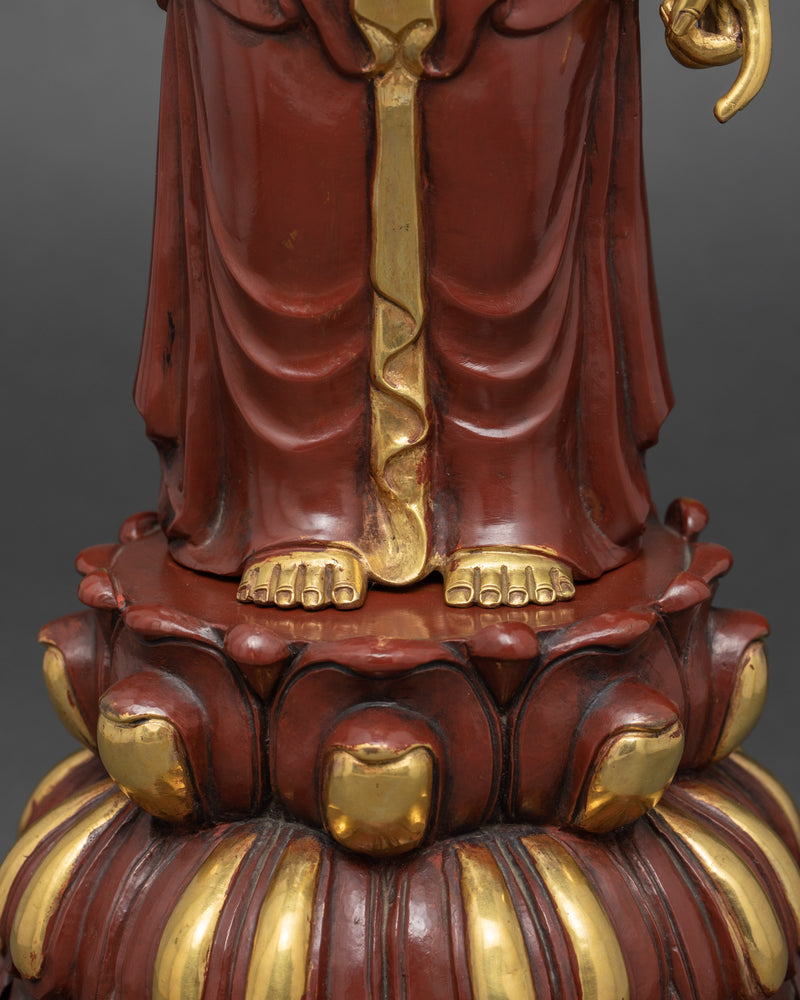 Standing Shakyamuni Buddha Sculpture | 24K Gold Hand Carved Statue