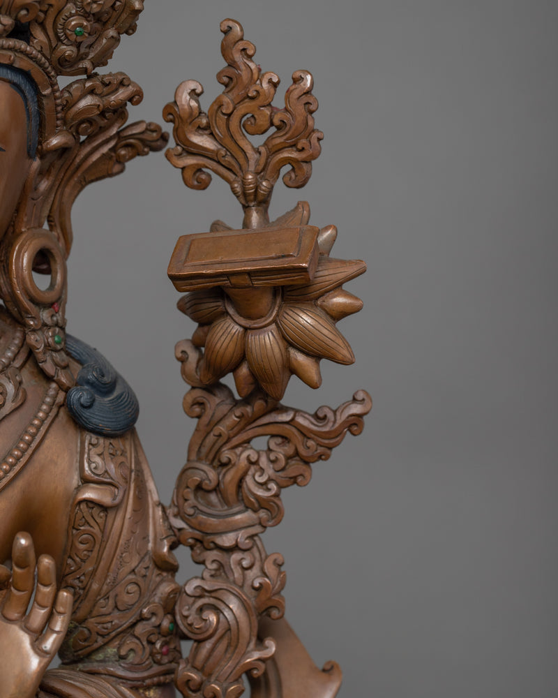 Manjushri Buddha Sculpture | Hand-Carved Bodhisattva Artwork