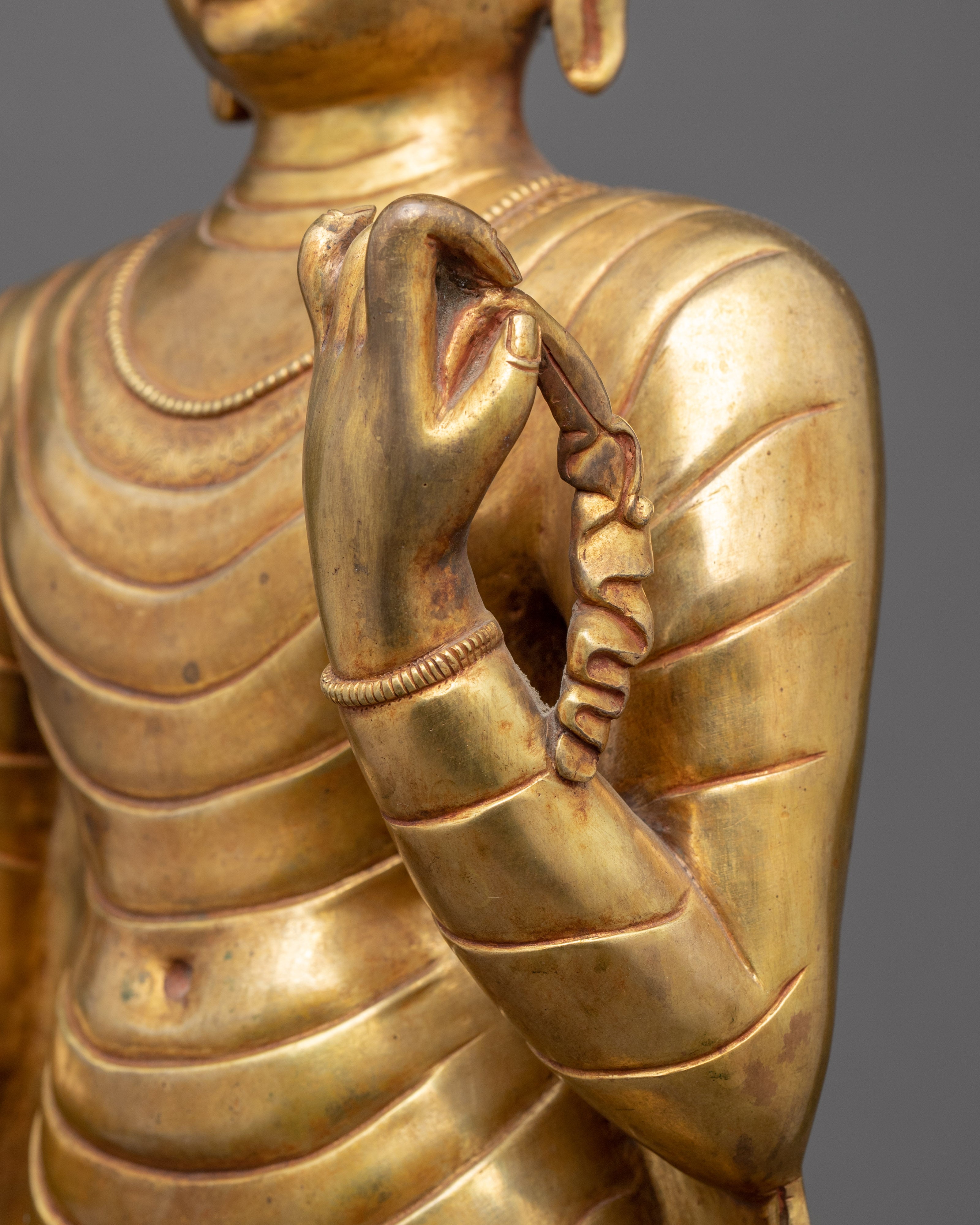 Standing Buddha Shakyamuni Sculpture | Gold Glided Artwork