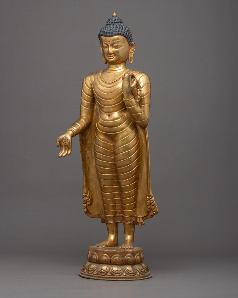 Standing Buddha Shakyamuni Sculpture | Gold Glided Artwork