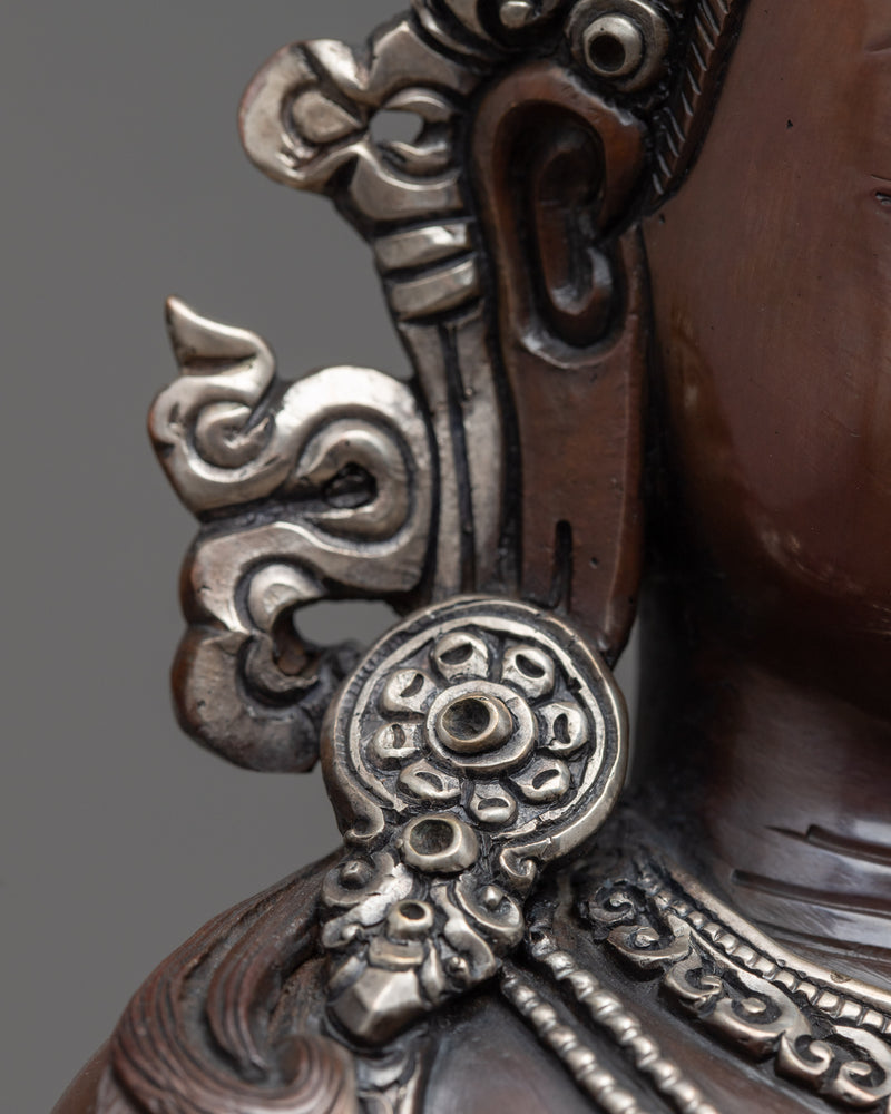Buddha Amitayus Sculpture | Tibetan Art Plated with Silver