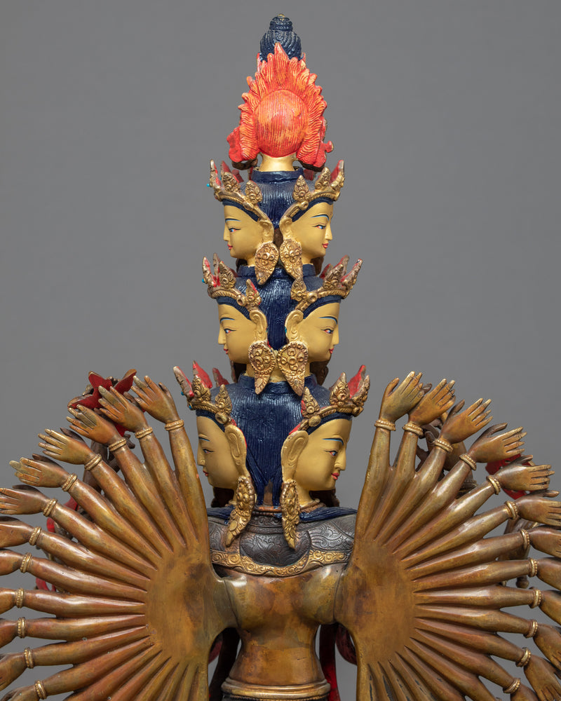 1000 Arm Chenrezig Statue | Hand-Carved Buddhist Artwork