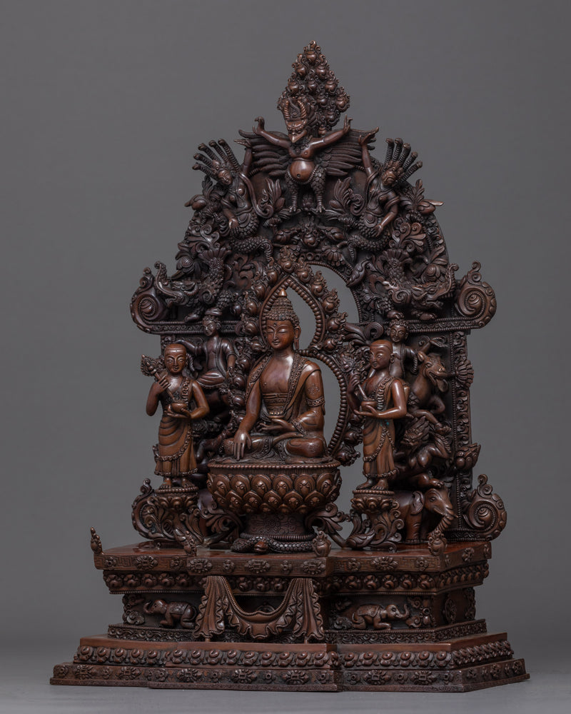 Shakyamuni Buddha With Disciples Sculpture | Himalayan Art of Nepal
