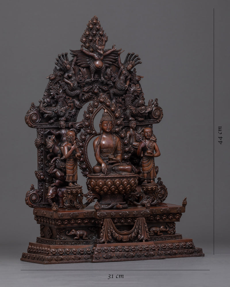 Shakyamuni Buddha With Disciples Sculpture | Himalayan Art of Nepal