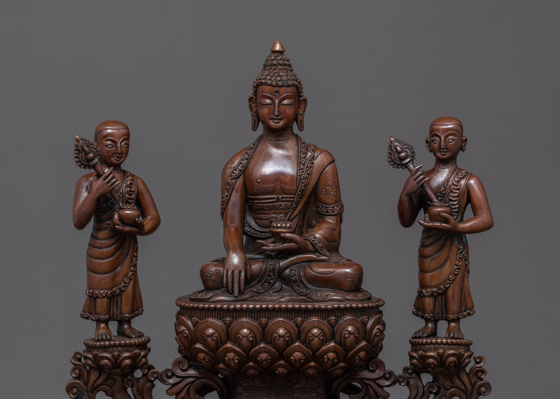 Shakyamuni Buddha With Disciples Sculpture | Himalayan Art of Nepal