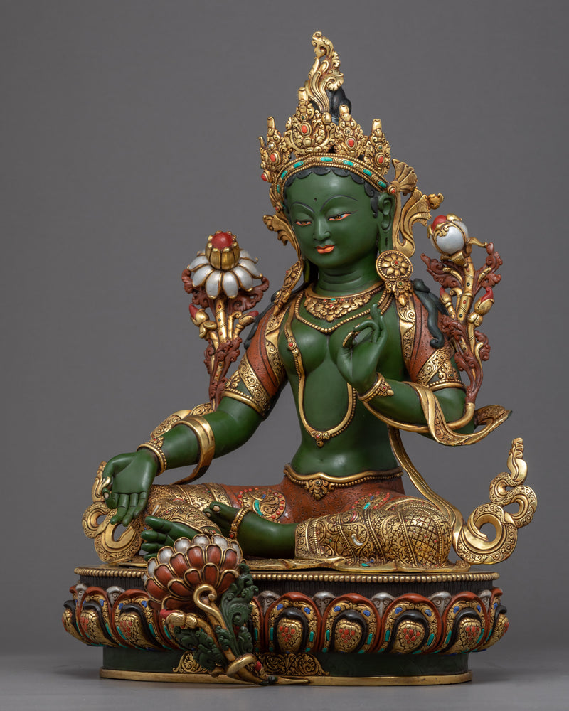 Tibetan Statue Green Tara | Traditionally Hand-Carved Artwork
