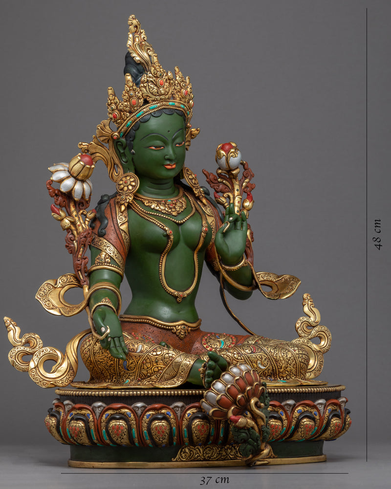 Tibetan Statue Green Tara | Traditionally Hand-Carved Artwork