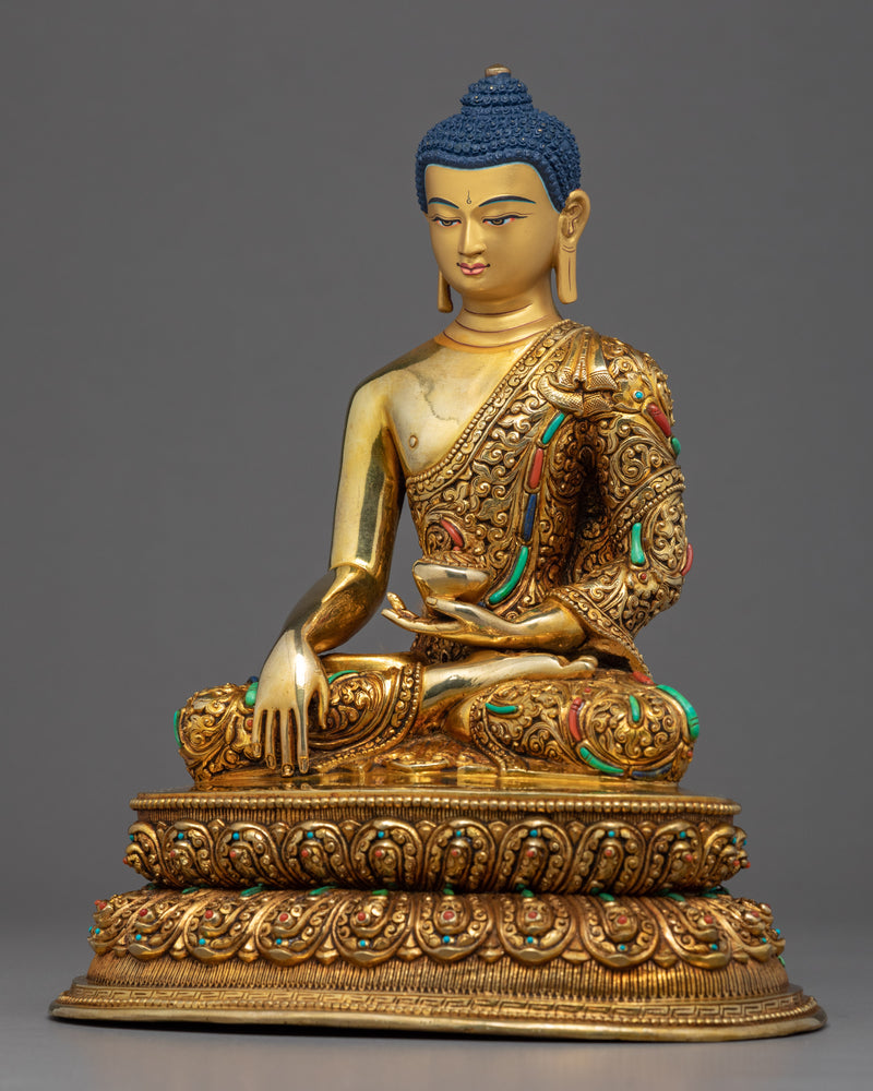 Tibetan Shakyamuni Buddha Sculpture | Hand-Carved Buddhist Statue