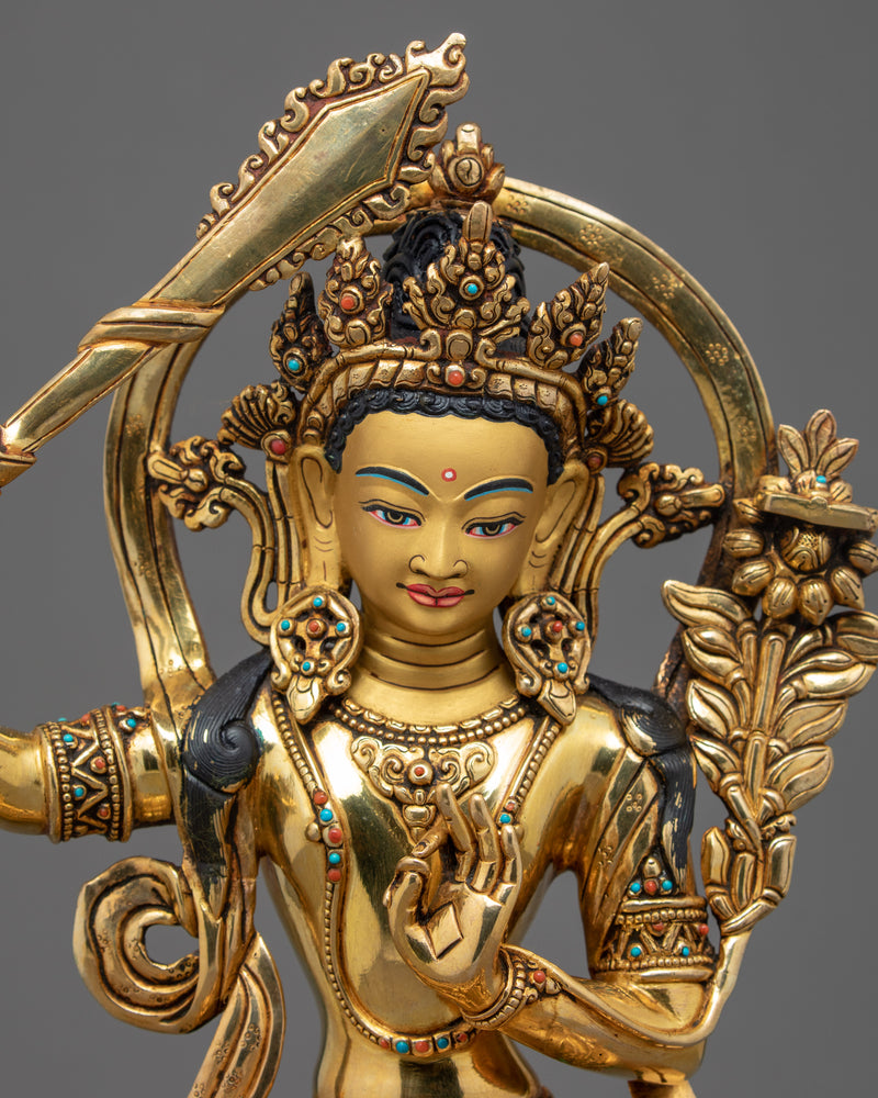 Manjushri Flaming Sword Statue | Handmade Bodhisattva Artwork