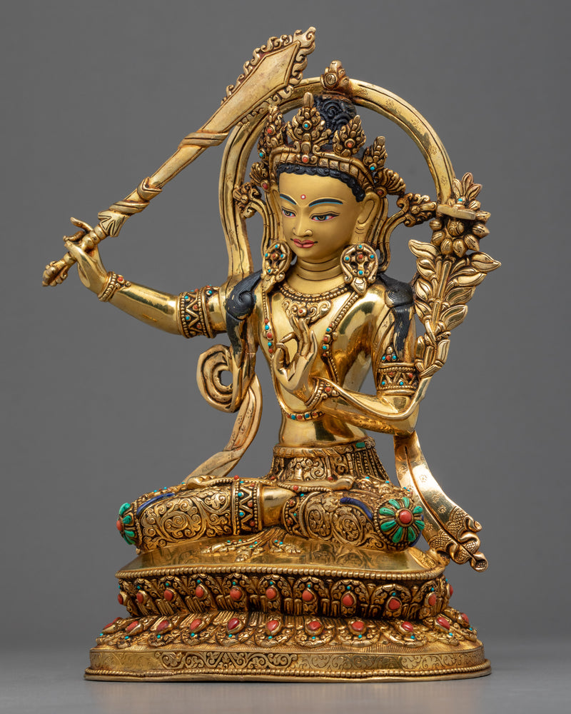 Manjushri Flaming Sword Statue | Handmade Bodhisattva Artwork