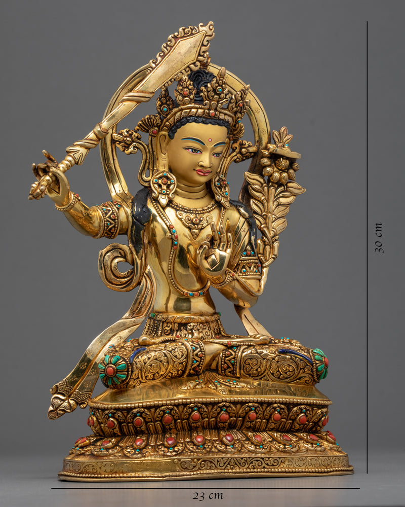 Manjushri Flaming Sword Statue | Handmade Bodhisattva Artwork