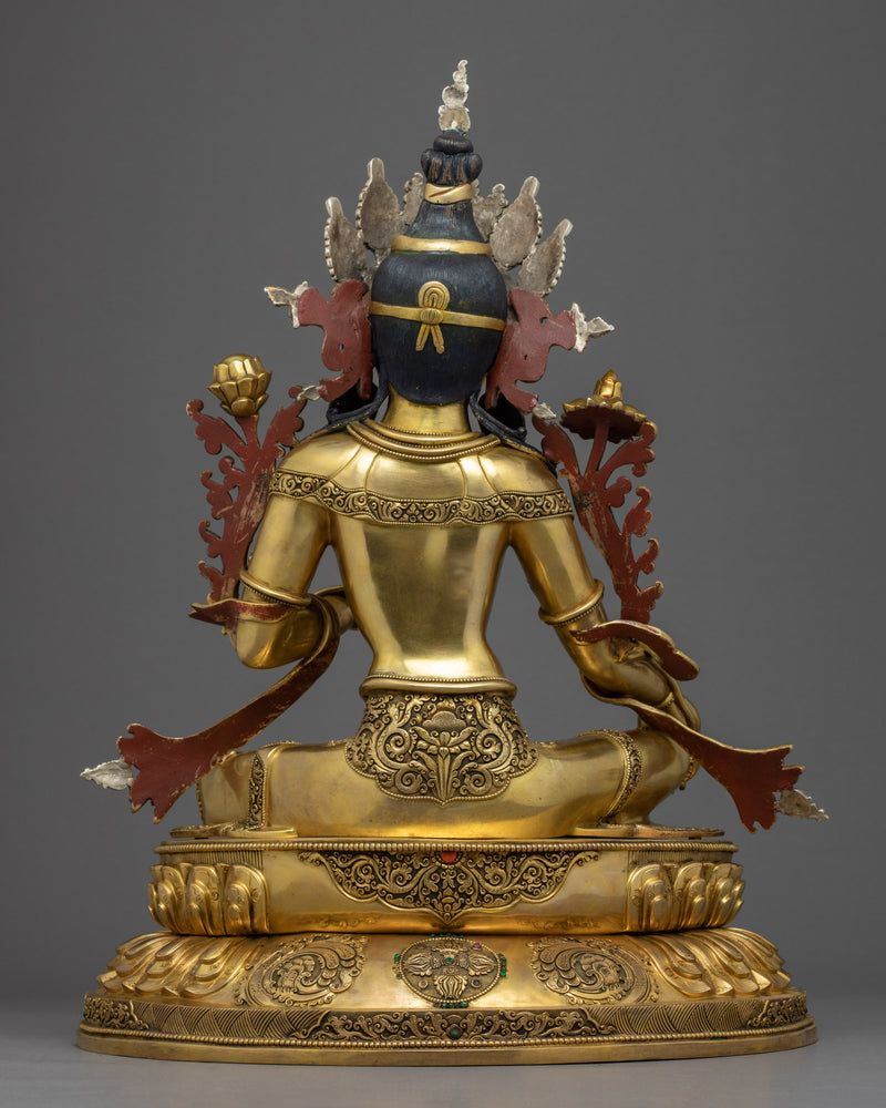Green Tara Gold Sculpture | Goddess of Compassion