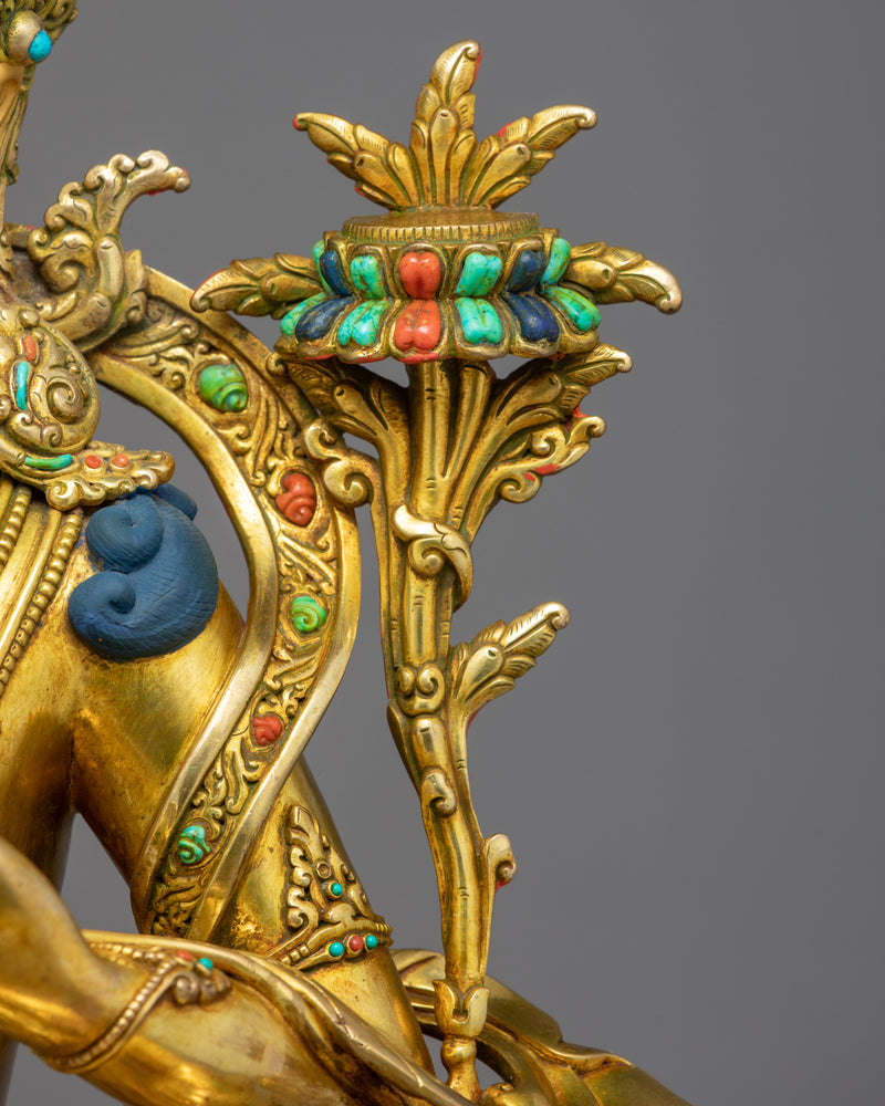 Tibetan Manjushri Gold Statue | Himalayan Art of Nepal