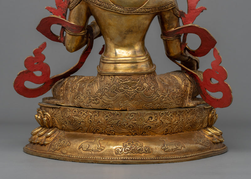 Green Tara Gold Plated Statue | Female Buddha of Compassion