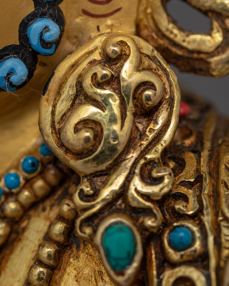Wealth Deity Dzambhala Gold Sculpture | Traditional Himalayan Art